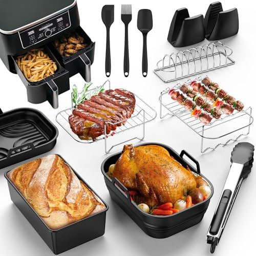 Ninja Heißluftfritteuse Zubehör, 12-teiliges Airfryer Zubehör für Ninja Foodi Max AF400EU AF300EU und anderen Dual Zone/Double Stack Air Fryer, BPA-frei Ninja Airfryer Zubehör, Air Fryer Accessories