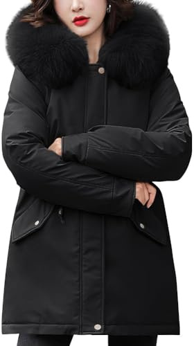 shownicer Cappotto Giubbotto Donna Invernale Piumino Cappotti Imbottita Caldo Parka Felpa con Cappuccio in Pelliccia Giacche Trapuntato Giaccone Outdoor Coat