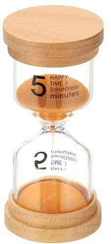 PATIKIL 5 Minuten Sanduhr, Holz Sanduhr aus hochwertigem Borosilikatglas Sanduhr Sanduhr für Spiele, Klassenzimmer, Küche, Büro, Wohnkultur, Orange