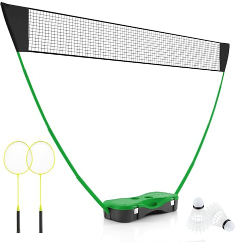 COSTWAY Set de Bádminton Completo, 2 Raquetas y 2 Volantes, Caja De Almacenamiento, Conjunto de Bádminton Completo Interiores y Exteriores, 270 x 33,5 x 160 cm