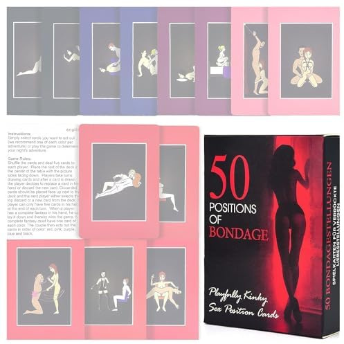 AJOHBM Juego de cartas de mesa con accesorios, 50 cartas para parejas románticas en cama de dormitorio.-Y4D11W