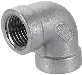 sourcing map 304 Stainless Steel 90 Degree Elbow Fittings G1/4 Female to Female Threaded Adapter Pipe Fitting for Connecting Water Pipe Air Hose PVC Tube Cast Coupling