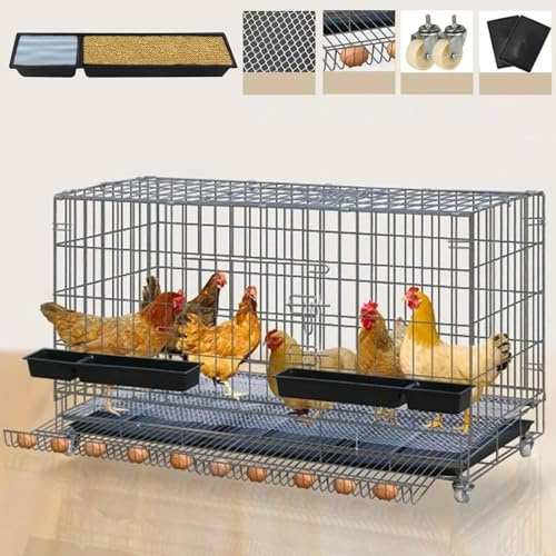 Poultry Cage Collapsible With Trash Tray And Egg Catcher, Chicken Cages Outdoor Indoor, Household Chicken Cage Small Animal Playpen With Door Lock,B,120x50x65cm With Top Door