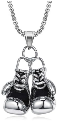 Boxhandske berlock för män kamphandskar halsband cool punk boxhandske sport smycken för män fitness handske halsband, Groß, Rostfritt stål, Ingen ädelsten