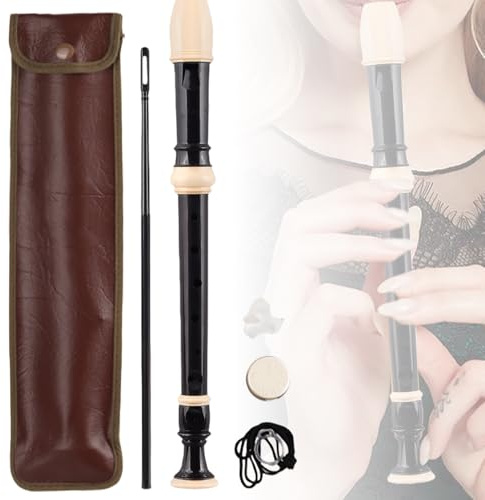 8-Loch Sopranblockflöte in Deutscher Griffweise – Harz Blockflöte Mit Reinigungsstab Grifftabelle Und Leder Aufbewahrungstasche– C-Taste Flöte Ideal Für Anfänger, Kinder Und Erwachsene