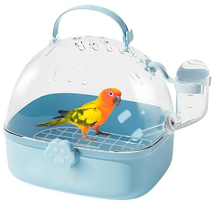 Bärbar fågelbur – 17 x 15 cm PVC hamster – reselåda med vattenfoder, andningsbar husdjurshållare för hedgehog, chinchilla, vacker, lumpen, maas, finch | lätta transporttillbehör