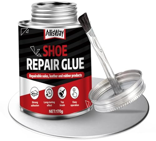 Allisway Colle Chaussures, 170g Colle pour Chaussures Professionnelle, Colle pour Cuir, Petite Brosse Intégrée pour une Forte Adhérence, Convient Utilisé sur Cuir, Caoutchouc et Semelles de Chaussures