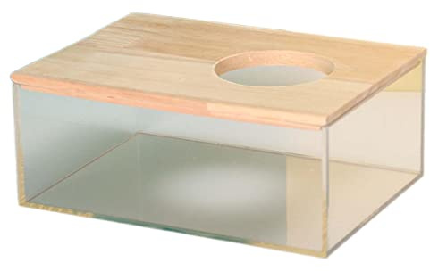 Fiocias Hamster Bath Animal Sandbox Visible Bathing Tub Rodent Toilet Acrylic Container with Removable Lid Suitable for, Rectangle S