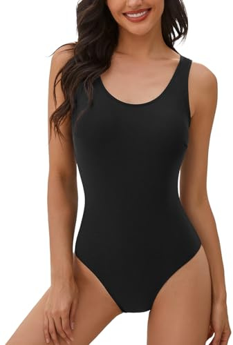 UMIPUBO Bañador de Una Pieza Mujer Cuello Redondo Espalda en U | Diseño de espalda en U con tirantes anchos y copas extraíbles, ideal para natación, piscina, playa y vacaciones