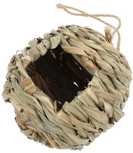 STOBAZA Nido Casetta Naturale Paglia in Leggero Uccelli Intrecciato Confortevole da Giardino per Piccoli Uccellini da Esterno