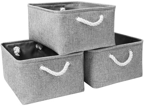 Mangata Faltbare Aufbewahrungsboxen, große Stoffkörbe, 3er-Pack (Grau, Medium)