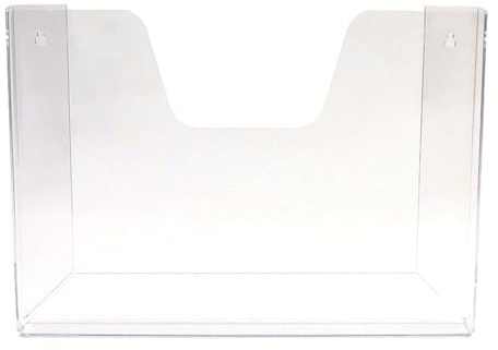 Pos Display Shop Soporte para folletos A3 horizontal para montaje en pared, soporte para folletos, soporte para hojas de trabajo, soporte para menú, dispensador, exhibición, bolsillo, acrílico