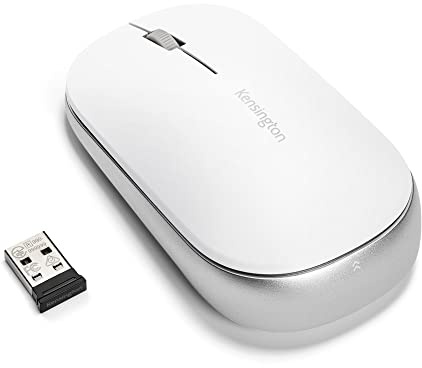 Kensington SureTrack Trådlös mus, ambidextrous, smal mus, för laptop eller stationär dator, kompatibel med Chrome, Mac, Windows och Android, vit, K75353WW