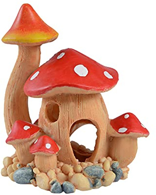 Mairuker Cute Aquarium Mushroom House Decor, Resin Fish Tank Ornament Pleco Caves, Small Fish Shrimp Hideout Spot, Play, Rest - Underwater Landscape and Fairy Garden Decorations ﻿