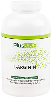 Plusvive - Lot de 365 capsules de L-arginine HCL, 100 % vegan, 750 mg