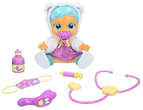 CRY BABIES Dressy Kristal Malatina | Bambola interattiva che piange lacrime vere e si ammala, con accessori da dottore e vestitini intercambiabili - Giocattolo funzionale per bambini dai 2 anni in su
