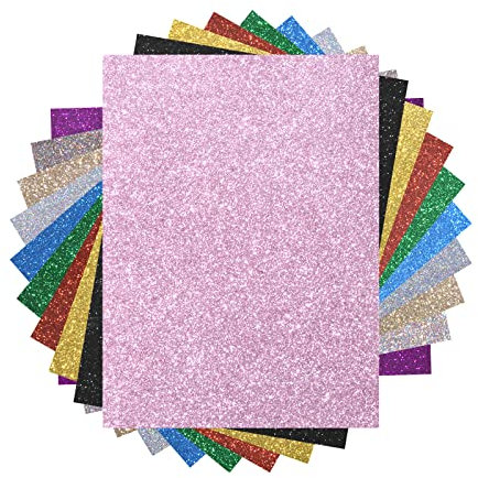 Ayakizi Plotterfolie Textil, Glitzer Heat Transfer Vinyl 30cm*25cm Transferfolie Plotter Flexfolie für Textilien Heiße Presse Transferfolie zum Aufbügeln für DIY T-Shirt, Stoffe (10 Farben)