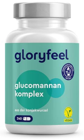 Glucomannano Forte, 240 Capsule, 4.000 mg per Dose Giornaliera, da Radice diKonjac, Arricchito con Cromo e Vitamina B3, Fibra Saziante VegetaleKonjac, Integratore Ad Alto Dosaggio, 100% Vegan