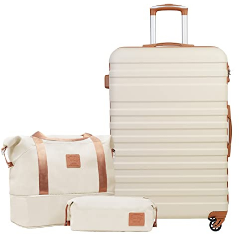 COOLIFE 3-Piece Luggage Set, 28 inch Large Suitcase Set for checked luggage | TSA Lock, 360° Spinner Wheels, YKK-zipper, for Vaccation, self-driving tour, equipped with 1 Travel Bag and 1 Toiletry Bag