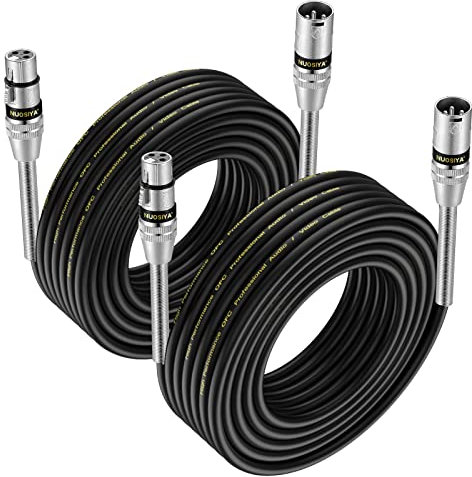 NUOSIYA XLR Kabel 10m 2Pack Symmetrisches Mikrofonkabel, Metallfeder SR Design XLR-Stecker auf Buchse, Verlängerungskabel für Studio-Recorder, Mikrofon, Mixer, Lautsprechersystem, Phantomspeisung
