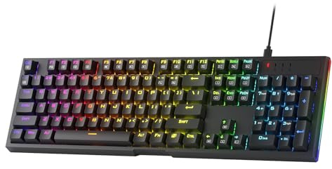 Redragon K670 Teclado para Juegos retroiluminado RGB, Teclado mecánico de Intercambio en Caliente de 104 Teclas, Enchufe Mejorado, Interruptor Rojo Lineal silencioso, US Layout
