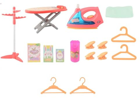 F Fityle Rollenspiel-Wäsche-Spielset mit Bügeleisen und Kleiderbügeln, Rollenspiel zum Händewaschen mit Bügelbrett als Geschenk für Mädchen und Kinder