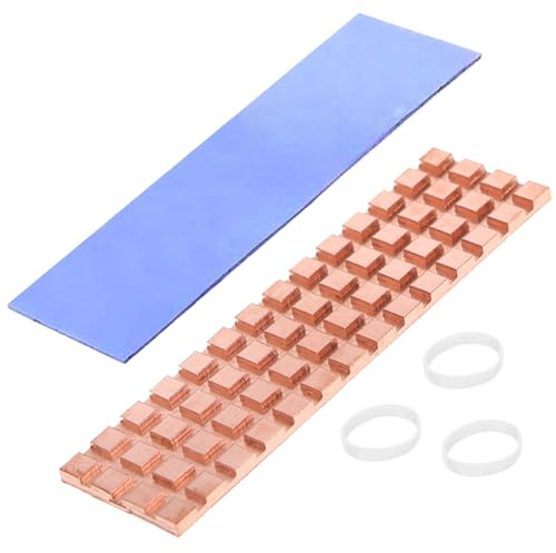 Dissipateur thermique M.2 67x18x1,5 mm en cuivre pur avec coussin thermique à base de silicone, dissipateurs de chaleur pour le refroidissement des SSD 2280 M2 NGFF SSD NVME pour ordinateur portable