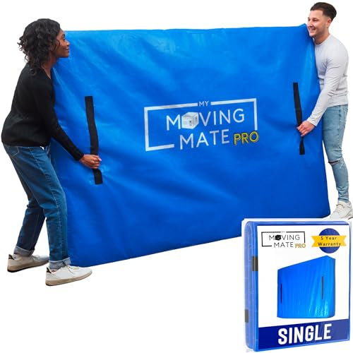 Single Size Mattress Bag for Moving and Storage with 8 Handles and Zip - Tarp Plastic Mattress Cover for Moving and Storage - Professional Grade Mattress Storage Bags - Heavy Duty, Reusable