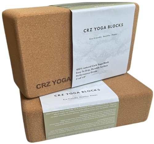 Cork Yoga Blocks 2 Pack, Premium Portuguese Yoga Bricks, High Density Yoga Block with Non Slip Surface, Eco-Friendly Yoga Accessories for Women, Ideal for Yoga, Pilates, Stretching