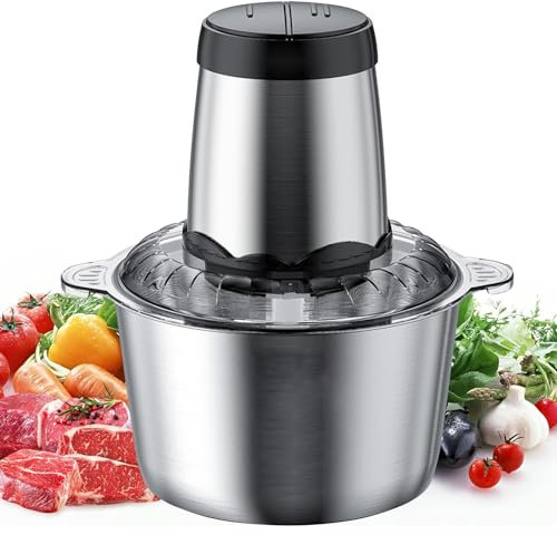 Hachoirs à viande, hachoir à viande électrique, mélangeurs de viande pour cuisine, hachoir à viande, hachoir à nourriture bol en acier inoxydable hachoir pour viande, fruits et noix (3L)