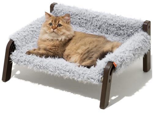 MEWOOFUN Hundesofa Hundebett Erhöht Kleine Hunde– Hundebetten für Kleine und mittelgroße Hunde mit Rutschfester Unterseite, Atmungsaktives Welpenbett mit Abnehmbarem, Katzensofa 61 x 53 x 28 cm, Grau