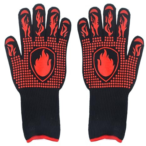 SSKHE Gants de barbecue, anti-brûlures, résistants à la chaleur, gants de four pour barbecue, cuisine, pâtisserie et coupe