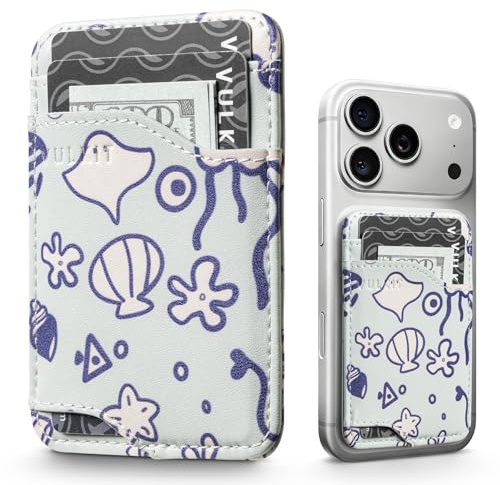 VULKIT Tarjetero para Móvil para Pegar en la Parte Trasera con Bloqueo RFID, Funda Adhesiva de Cuero para Tarjetas, Compatible con la Mayoría de los Teléfonos Móviles