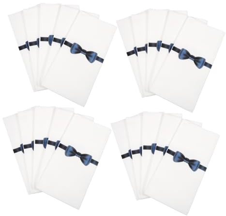 iplusmile 50 Pack Disposable Pocket Napkins, Paper Tableware Protectors with Bow Print, Lightweight Open-Type Design for Restaurant and Dining Table, 50pcs