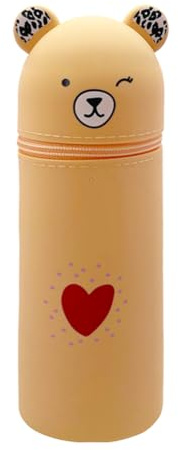 DEZP 1 Stück Kawaii Pencil Case 2 In 1 Soft Silicone Federmäppchen 18.5 * 6.5Cm, Multifunktions Tiere Theme Pen Holder Zipper Colored Pencils Marker, stifte mäppchen Für Legami Pens(Tragen，F)