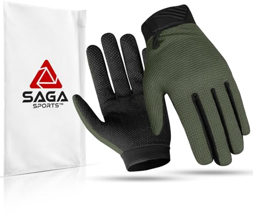 Kids Cycling Gloves - Full Finger Bike Gloves for Boys & Girls, Non-Slip Motorbike Gloves for BMX, MTB, Scooter & Outdoor Sports (Green, X-Large [10-12])