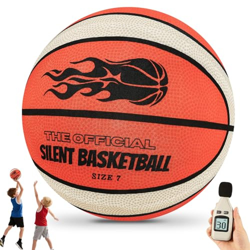 LumenVela Silent Basketball, Pallone da Basket Silenzioso Taglia 7, Palla da Basket per Allenamento Indoor Outdoor con Fodera di Tessuto e Anti-crumbo, Regali Adatti a Bambini e Adulti