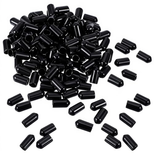 Shimmeroo 100PCS Rubber End Caps, Spirit Pourer Caps Black Rubber Hooded Pourers Dust Cap for Liquor & Olive Oil Bottles, Wine, Waterproof & Reusable Thread Protectors Assortment Kit