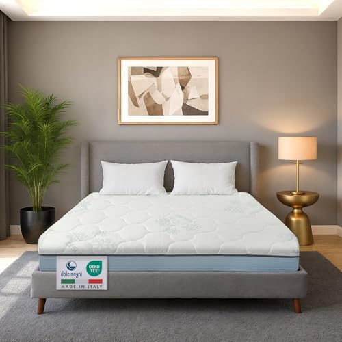 DOLCI SOGNI Materasso Matrimoniale 160x190 Memory Foam - Materasso 160x190 Alto 20cm, Doppio Comfort Ortopedico e Ergonomico, Sfoderabile con lato Estate e lato Inverno, Made in Italy