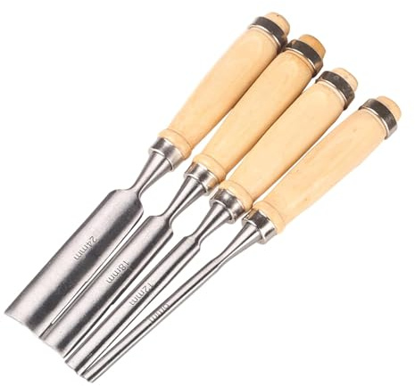 Txmyxgs Schnitzwerkzeug,4 Stück Holz Meißel Set,Stechbeitel Rund Gebogen Hohlbeitel Werkzeuge Set,CR-V Stahl Halbkreisförmige Kante 6mm/12mm/18mm/24mm,DIY Bildhauerei Tool Für Tischler, Carver