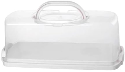 LOVIVER Rectangular Bread Box Food Container with Clear Lid, Versatile Loaf Cake Storage Organizer, Kitchen Countertop Bread Keeper for Wedding Birthday Party Home, white