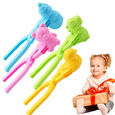 Snowball Clip, 4 PCS Snowball Maker Clips Cartoon Shaped Snow Ball Clips Claps, Outdoor Winter Play Snow Toys for Kids Snows Ball Fights, Sand Clay Mold Tools, Boys Toys Age 4