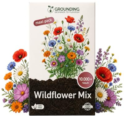 Grounding Maxi - Semi Miscuglio Fiori di Campo (Wildflower Mix) Multicolore, 10000+ semi - Effetto prato rustico “meadow” - Copertura 25 m² - Qualità Europea