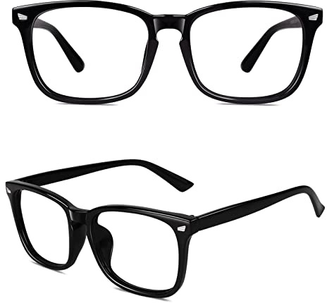 GQUEEN Gafas de Lente Transparente Moda Clásicas Cuadrado Grandes Monturas de Gafas para Mujer y Hombre PE2