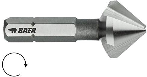 BAER HSSG 90° Bit Kegelsenker 12,4 mm (für M 6) - für Akkuschrauber - Senkbohrer - Entgrater - Senker - Ansenker - Versenker