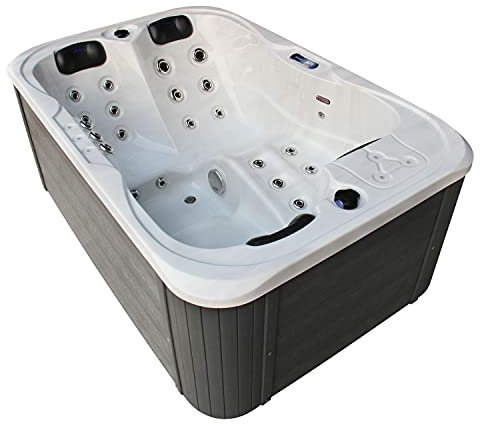 Tronitechnik® Outdoor Whirlpool, 3 Personen, aus hochwertigem Sanitäracryl, Winterfest isoliert, Balboa Spa Heizung und Bedienung, 29 Massagedüsen, 2 Sitzplätze, 1 Liegeplatz, LED, 550Liter