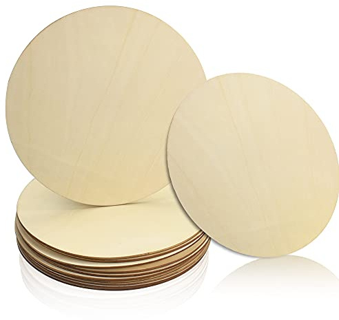 ANTHYTA Lot de 12 Disques en Bois, Cercle en bois de 20 cm de Diamètre et 2.5 mm d'Épaisseur, Tranche de Bois Brut, Rondin de Bois, Plaque en Bois Ronde pour Peinture Décoration Bricolage Artisanat