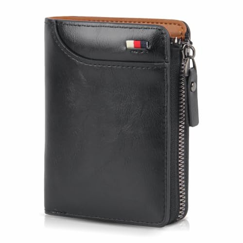 BWBIKE Mens Wallet RFID Blocking Leather Wallets Soft Slim Purse Multi-Card Credit Card Holder Anti-Theft Purse