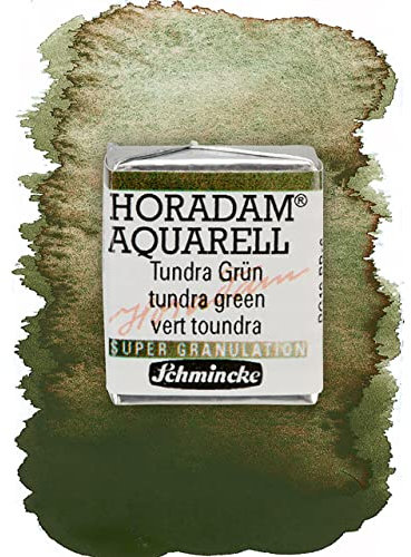 Schmincke – HORADAM® AQUARELL, Super Granulation, 14 985 044 Tundra Grün, 1/2 Näpfchen, sehr stark granulierende Farbtöne, feinste, supergranulierende Aquarellfarben