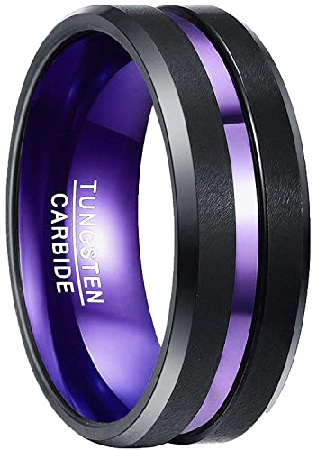 NUNCAD Bague Homme/Femme en Tungstène 8mm, Bague Anneau de Mariage/Fiançailles/d'Amitié/Bague de Qualité Multicolore Bijoux de Mode, Taille 47(15.0)-80(25.5)